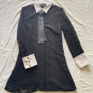Zara black eyelid dress with bow / tie Size: L